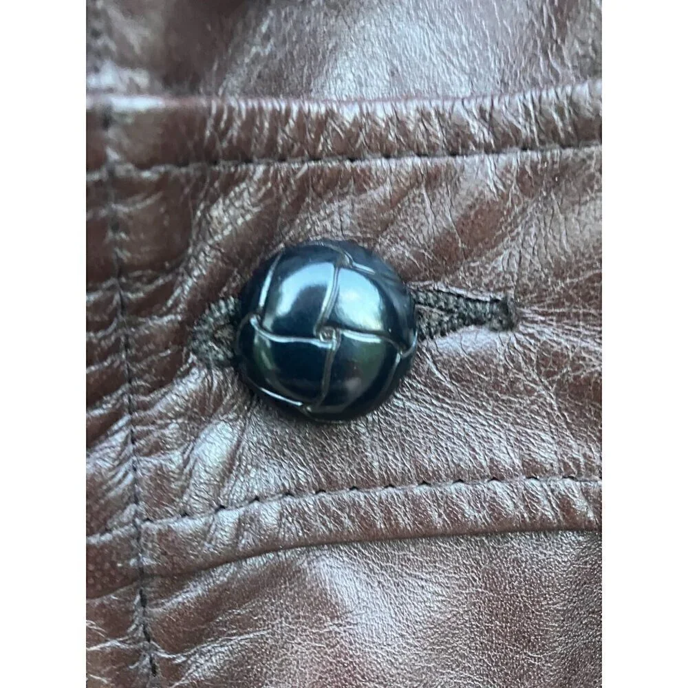 Vintage Leather Jacket L Removable Lining Faux Fur Disco Hippie Hipster 70s